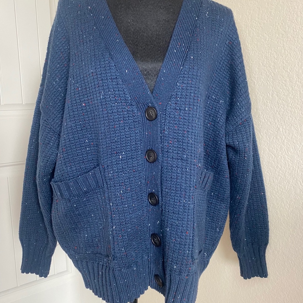 Puffed Sleeve V-neck Cardigan